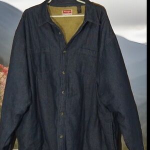 Wrangler Fleece Men's Lined Denim Shirt Jacket Size 2XL Vintage